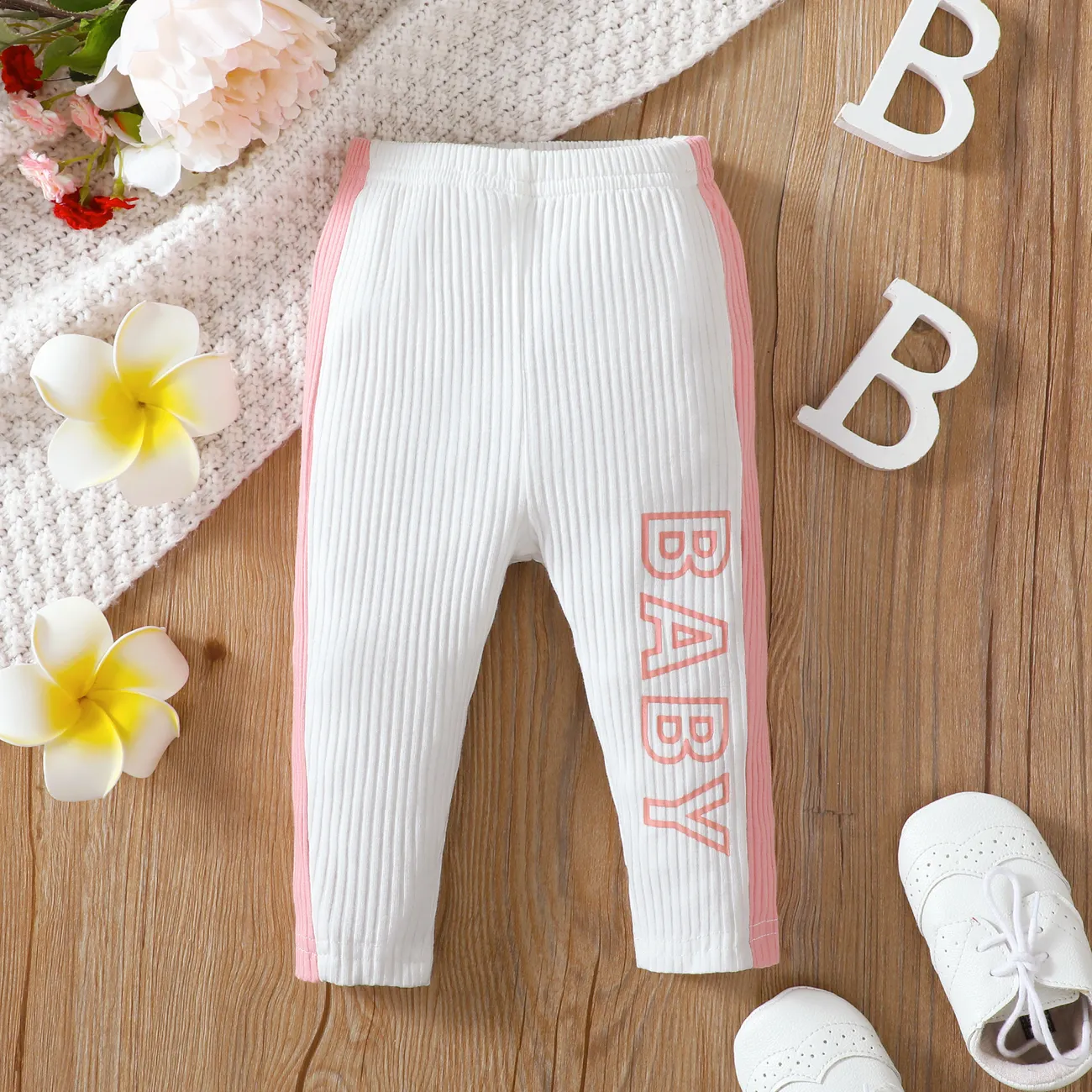 Bebé Chica Costura de tela Informal Leggings / Ropa ajustada / Bootcut Rosado big image 1