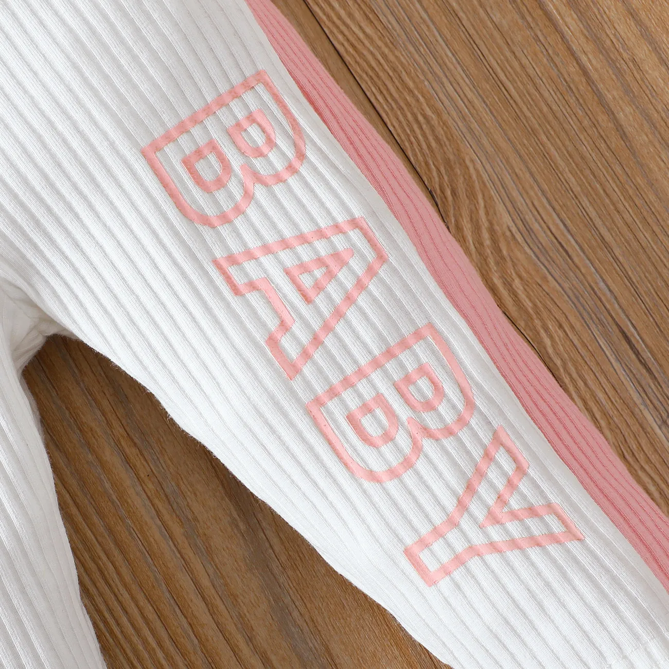 
Baby Girl Color Block Design Casual Letter  Legging Pink big image 1
