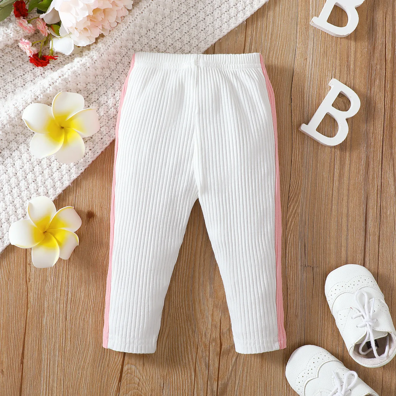 Bebé Menina Costuras de tecido Casual Leggings/Slim-fit/Bootcut Rosa big image 1
