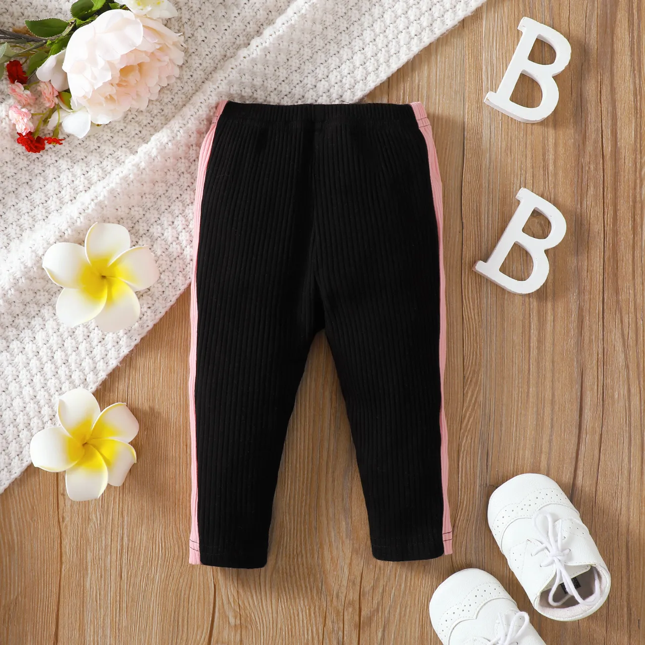 Bebé Menina Costuras de tecido Casual Leggings/Slim-fit/Bootcut Preto big image 1