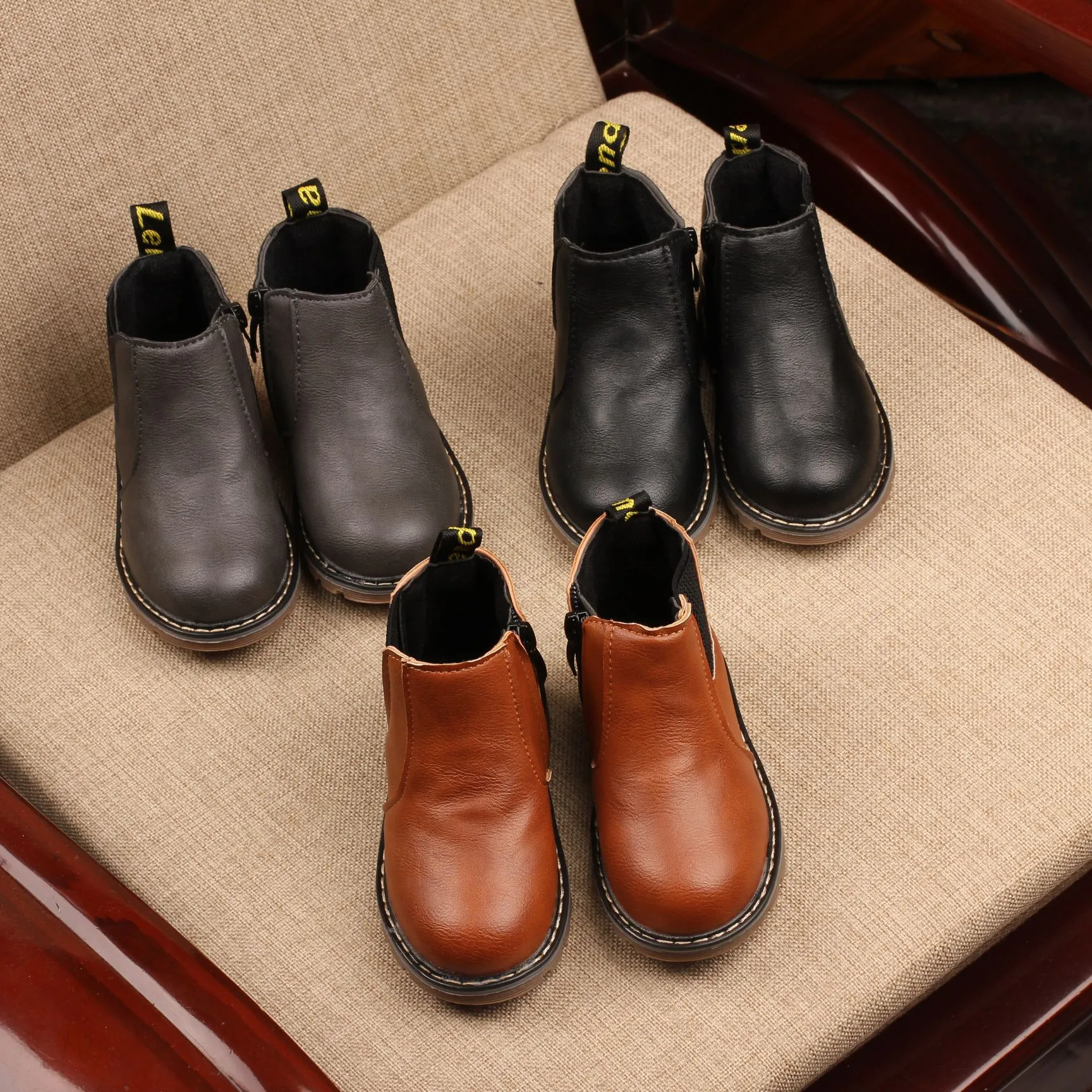 Toddler / Kid Classic Solid Casual Vintage Boots Grey image 2