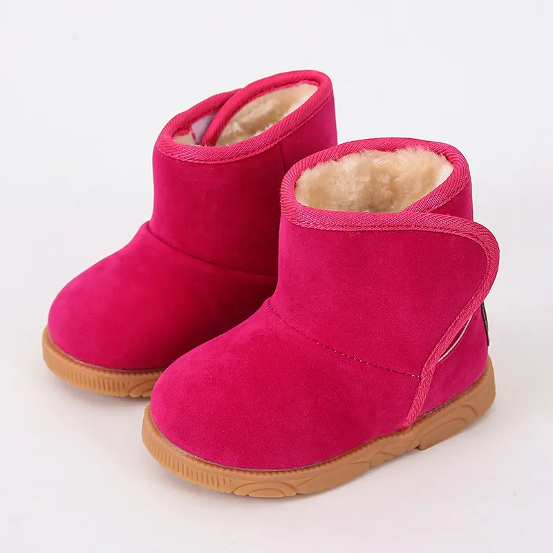Toddler Solid Cotton Fleece-lining Snow boots Hot Pink big image 1