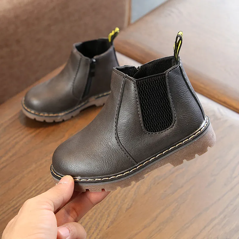 Toddler / Kid Classic Solid Casual Vintage Boots Grey big image 1