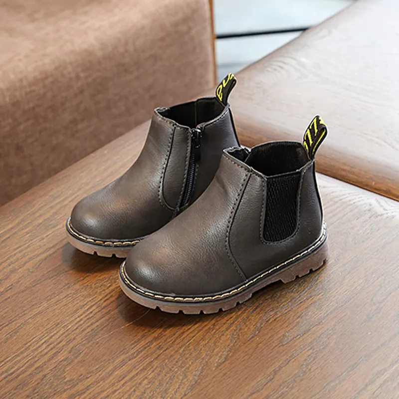 Toddler / Kid Classic Solid Casual Vintage Boots Grey big image 1