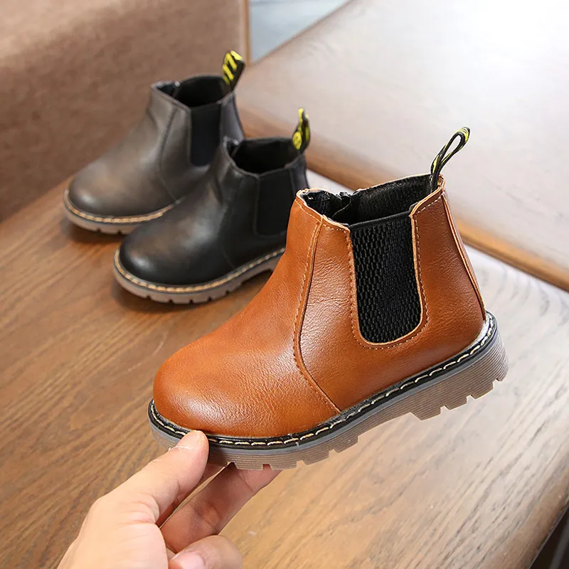 Toddler / Kid Classic Solid Casual Vintage Boots Coffee big image 1
