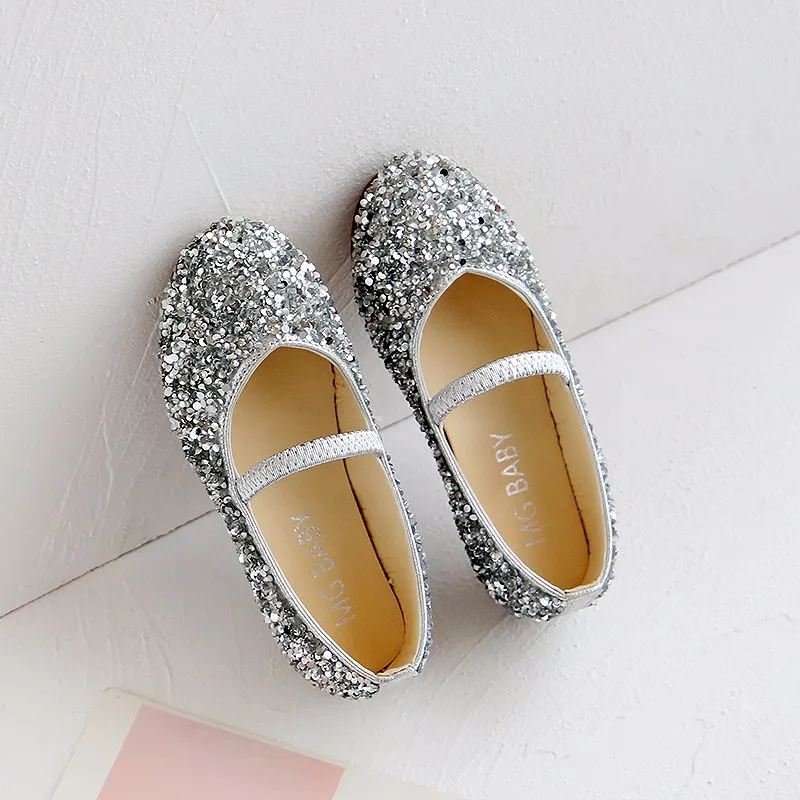 Toddler/Kid Round Toe Glitter Shoes Silver big image 1
