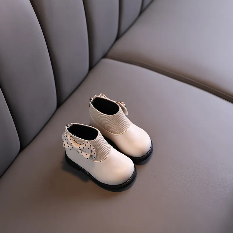 طفل / طفل منقطة bowknot ديكور عودة زيبر متماسكة أحذية الربط أبيض big image 1