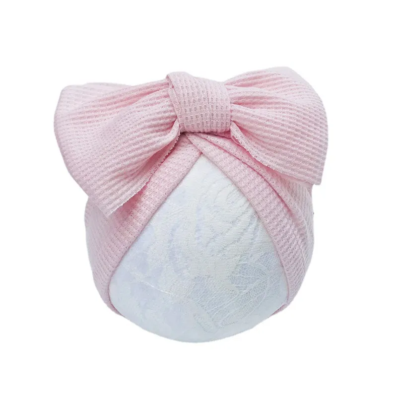 sombrero de gofre con decoración de lazo sólido para bebé Rosa claro big image 1