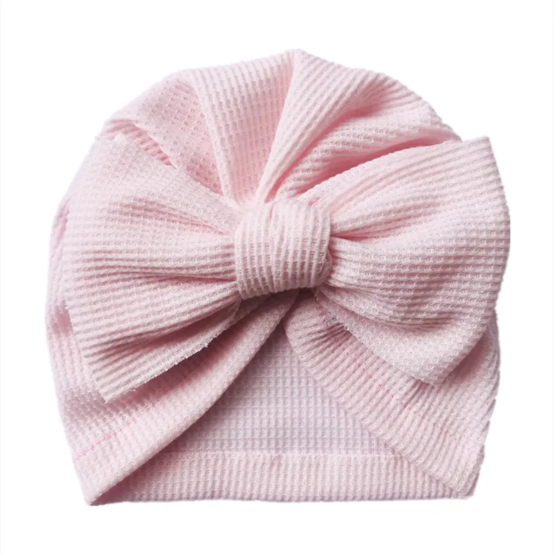 chapeau gaufré à décor de nœud solide pour bébé Rose Clair big image 1
