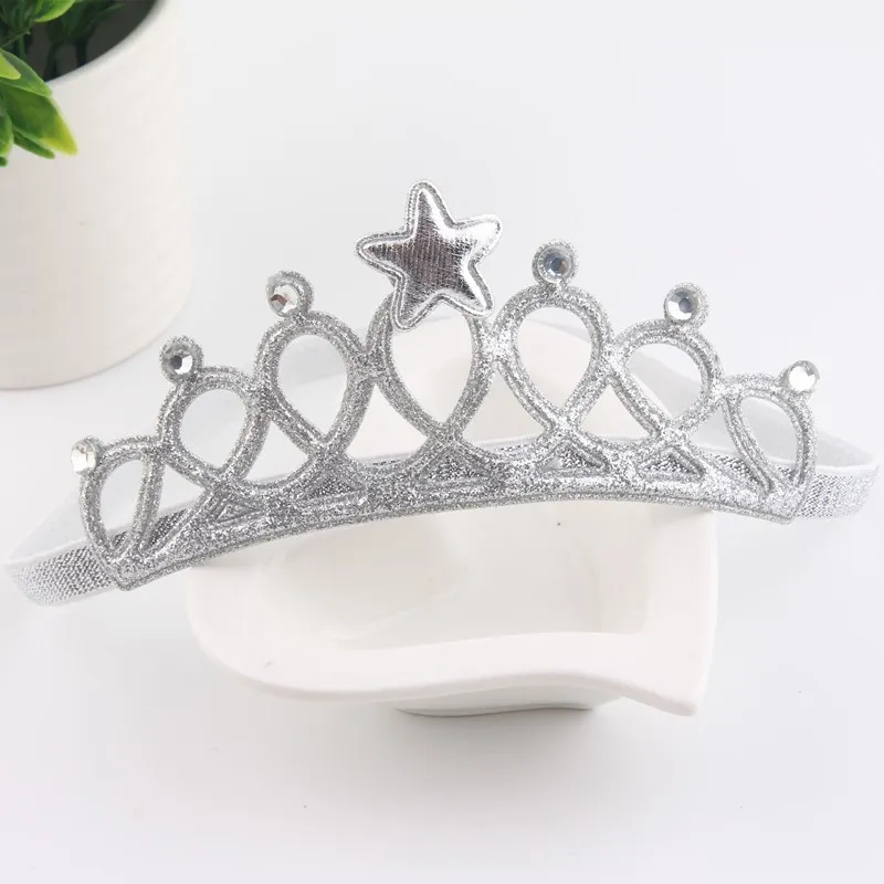 Kids Solid Color Stars Crown Headband Party Crown Headband Ornament Silver