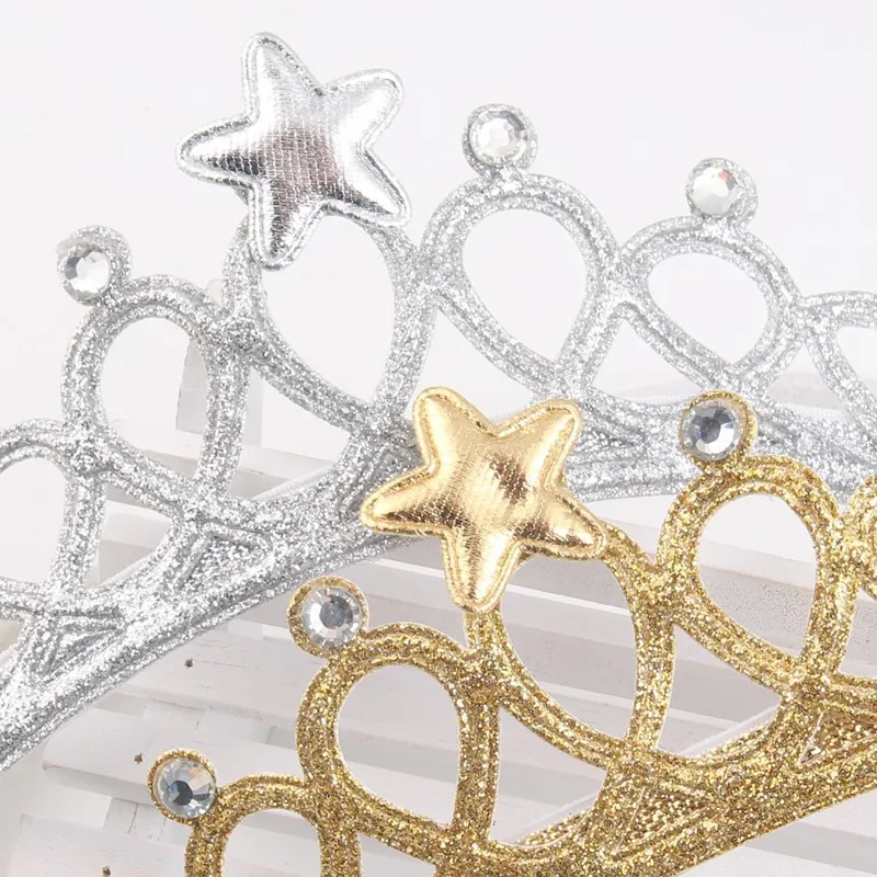 diadema de corona de estrellas de color sólido para niños adorno de diadema de corona de fiesta Plata big image 1