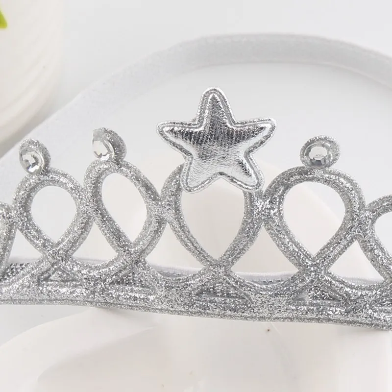 faixa de cabeça de coroa de estrelas de cor sólida infantil ornamento de faixa de cabeça de coroa de festa Prata big image 1