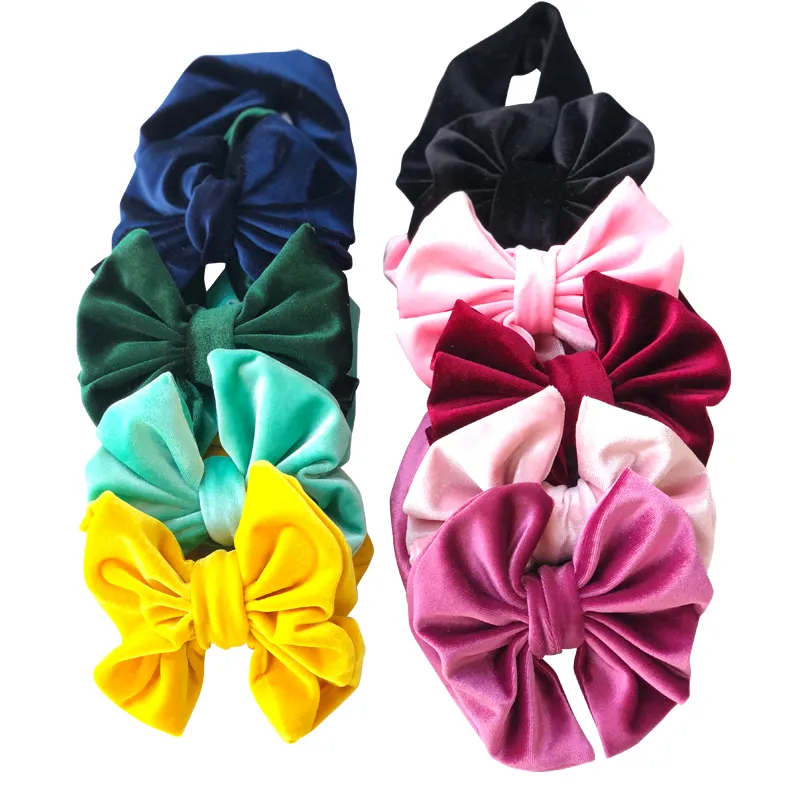 Solid Color Bowknot Headbands for Girls Yellow big image 1