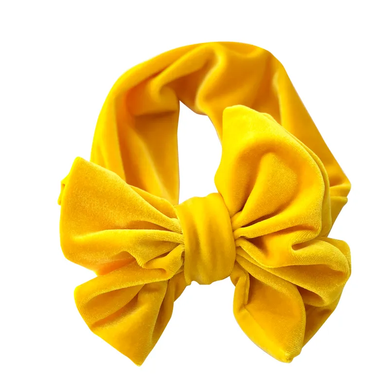 Solid Color Bowknot Headbands for Girls Yellow big image 1