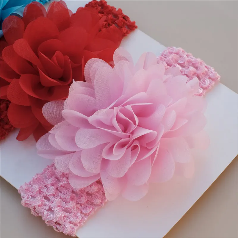 Paquet de 2 Pure Color Big Floral Bandeau Accessoires de cheveux pour filles (sans carte papier) Couleur-B big image 1