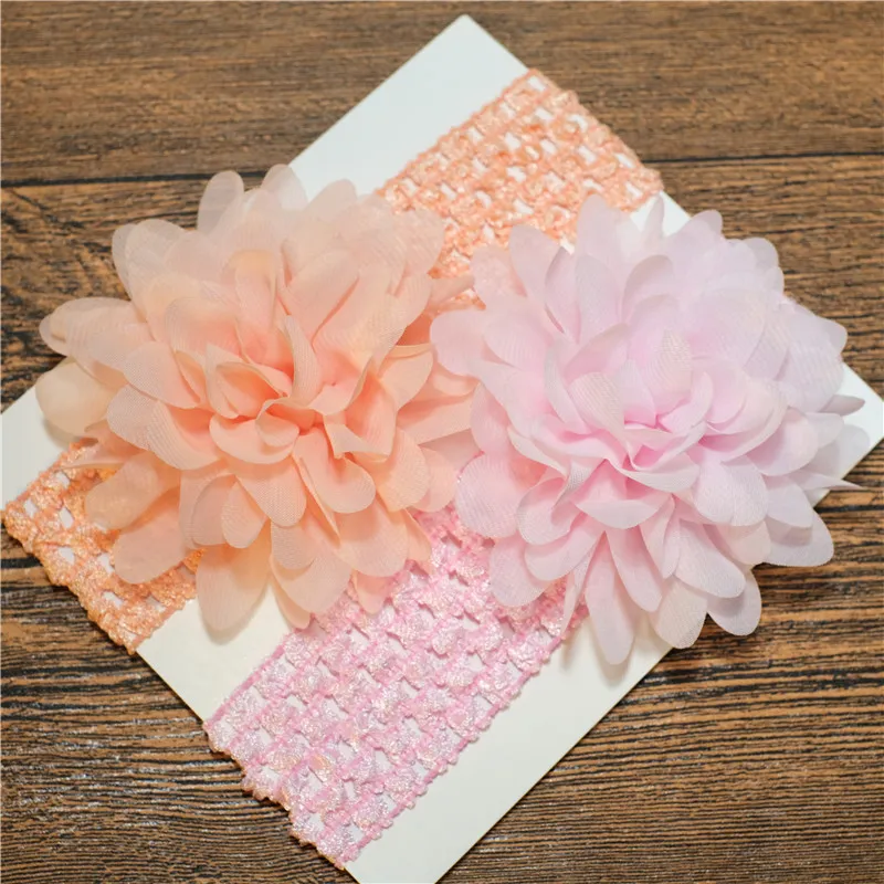 Paquet de 2 Pure Color Big Floral Bandeau Accessoires de cheveux pour filles (sans carte papier) Couleur-A big image 1