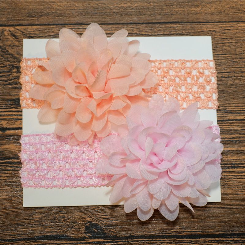 2-pack Pure Color Big Floral Headband Hair Accessories For Girls (Without Paper Card)