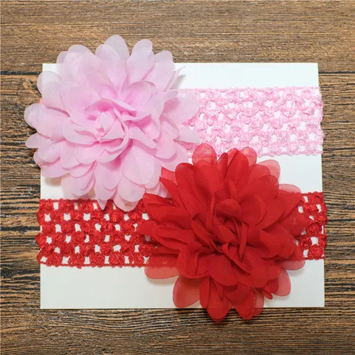 2-pack Pure Color Big Floral Headband Hair Accessories for Girls (Without Paper Card)