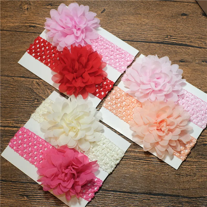 2-pack Pure Color Big Floral Headband Hair Accessories for Girls (Without Paper Card) Color-B big image 1