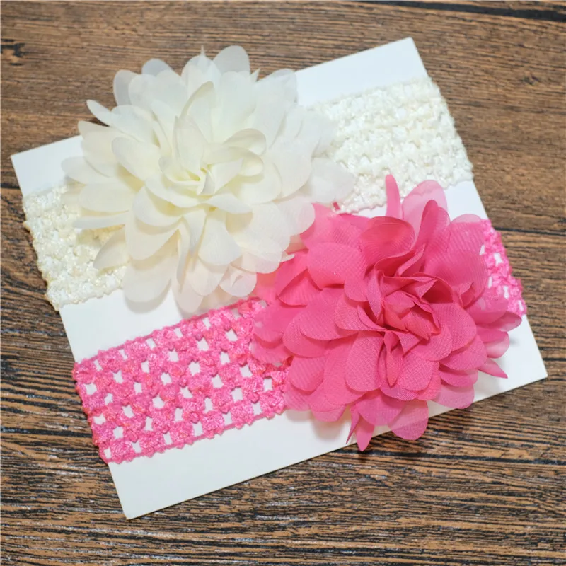 2-pack Pure Color Big Floral Headband Hair Accessories for Girls (Without Paper Card) Color-C image 3