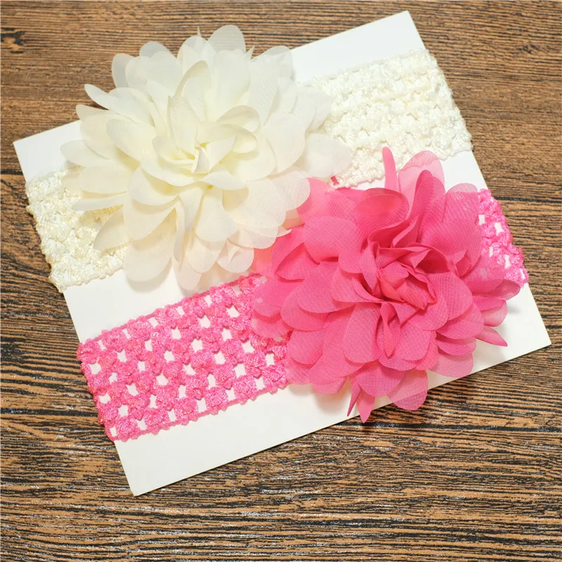 2-pack Pure Color Big Floral Headband Hair Accessories for Girls (Without Paper Card) Color-C image 4