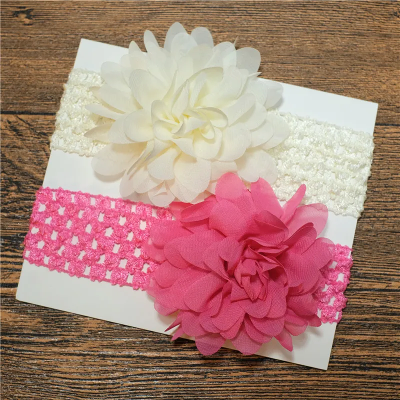 2-pack Pure Color Big Floral Headband Hair Accessories for Girls (Without Paper Card) Color-C big image 1