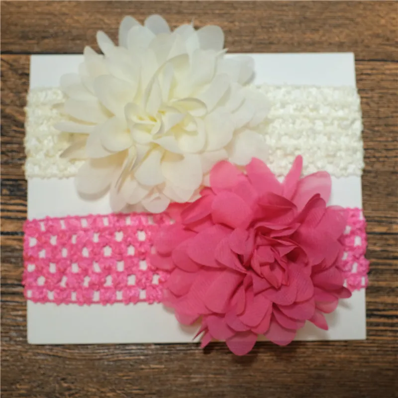Paquet de 2 Pure Color Big Floral Bandeau Accessoires de cheveux pour filles (sans carte papier) Couleur-C big image 1