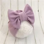 Baby Solid Textured Bow Turban Hat Light Purple