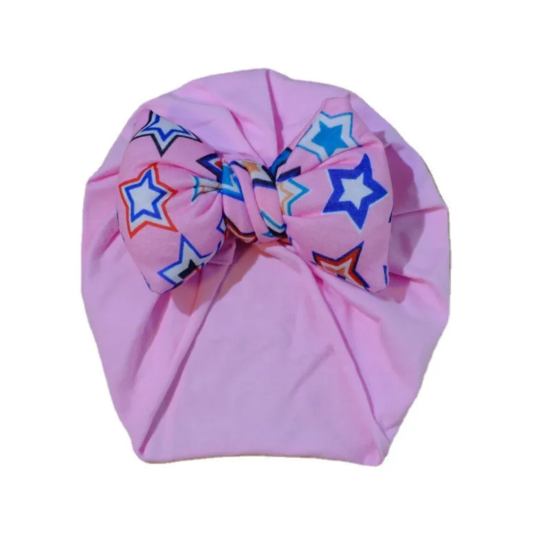 chapeau de turban de décor d'arc de rembourrage de coton de bébé/enfant en bas âge Rose big image 1