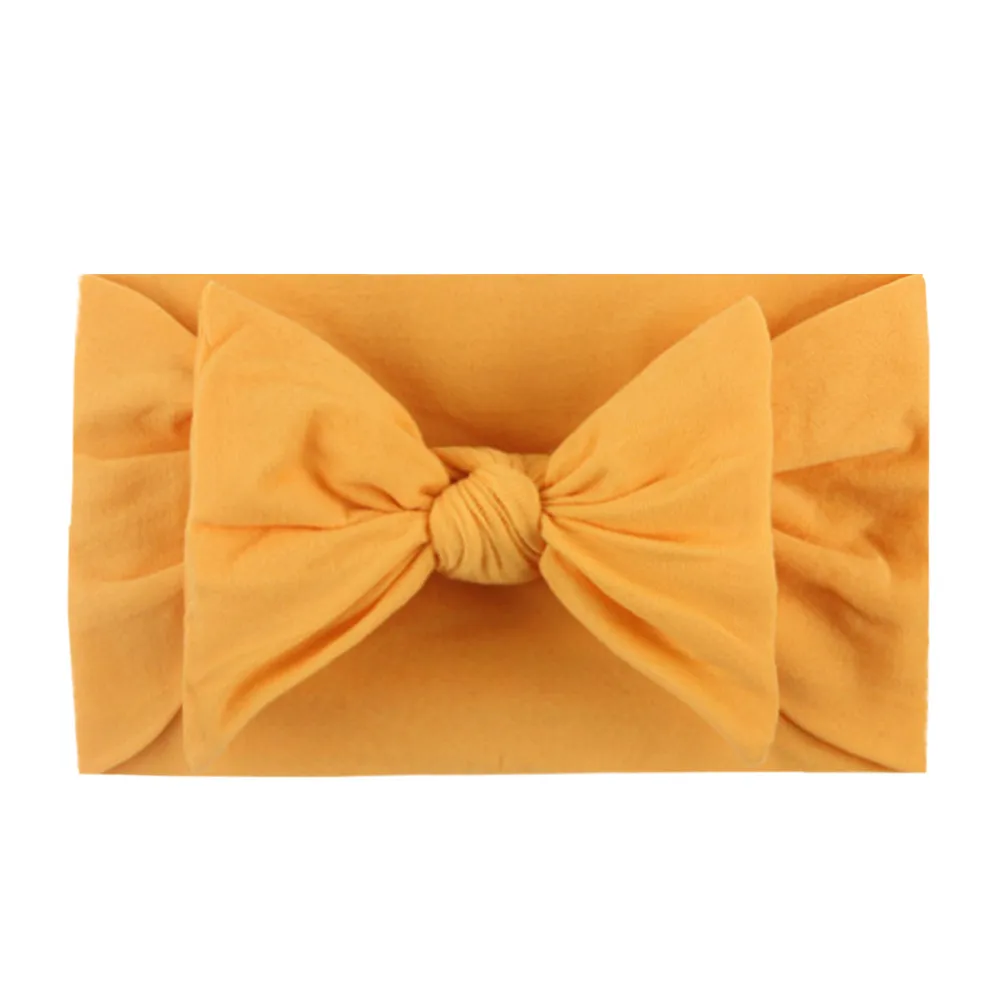 Pure Color Bow Headband for Girls Yellow big image 1