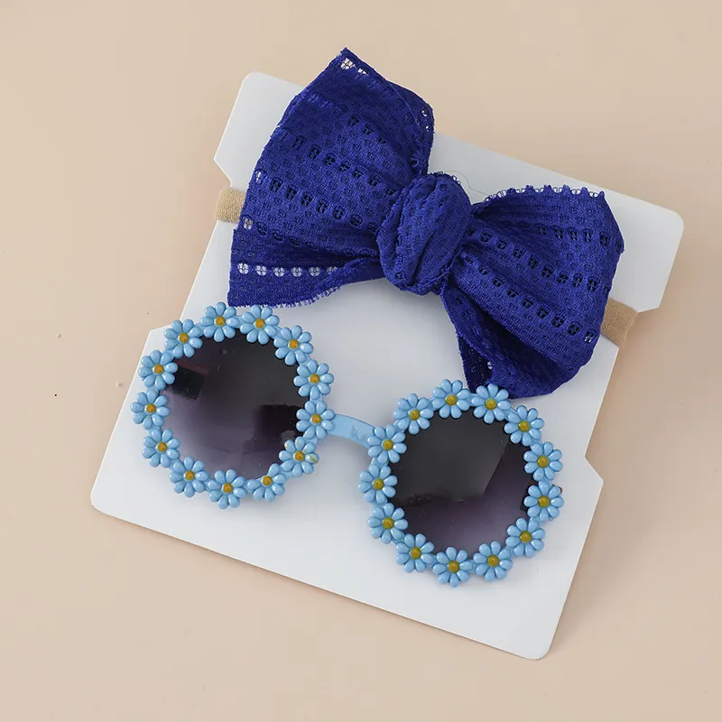 Toddler's Glasses and hair band Versatile fashion suit Navy