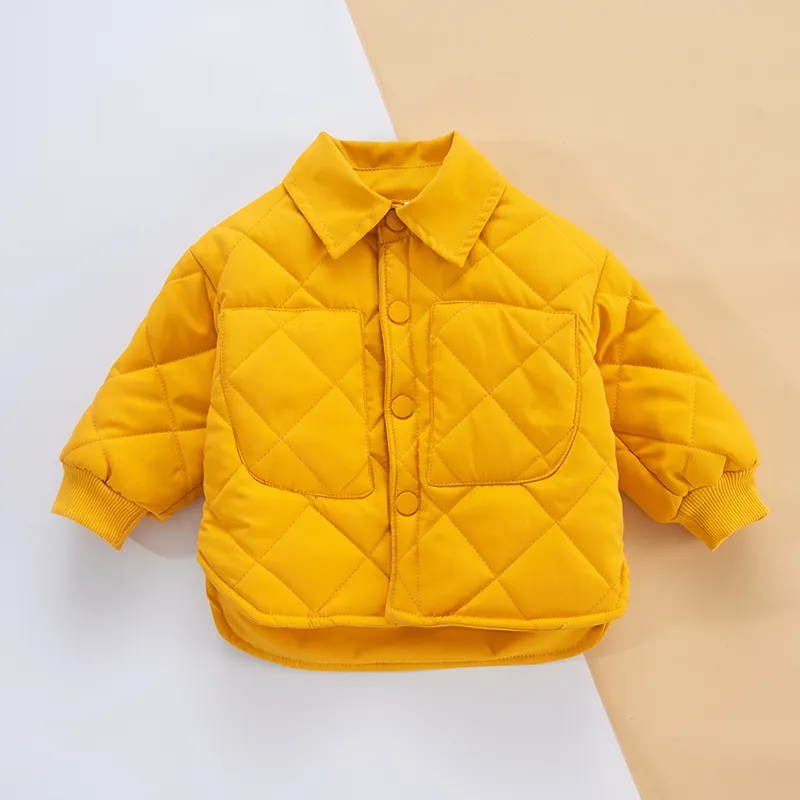 

Baby Solid Thickened Lined Lapel Long-sleeve Quilted Outwear Jacket