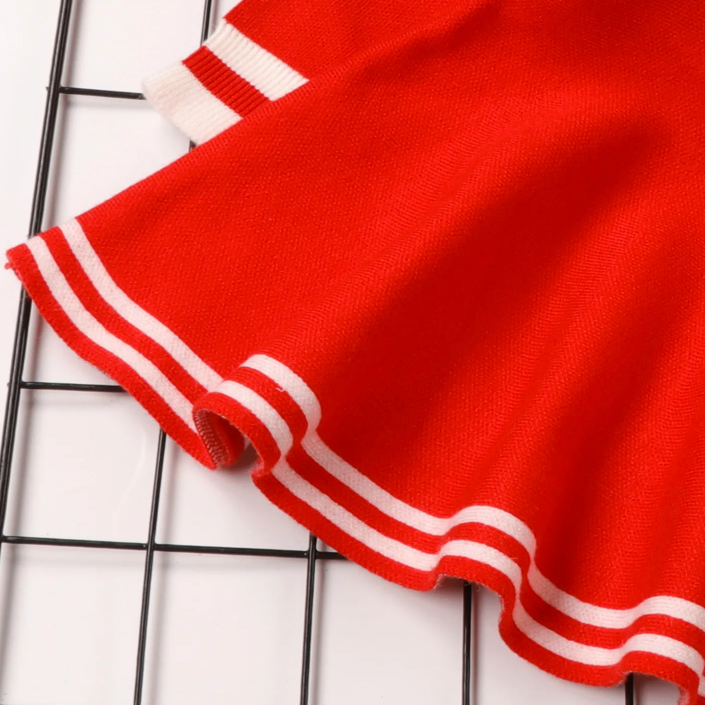 Bebé Extremidades franzidas Bonito Manga comprida Vestidos Vermelho image 3