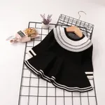 Solid Flounced Collar Long-sleeve Baby Dress Black