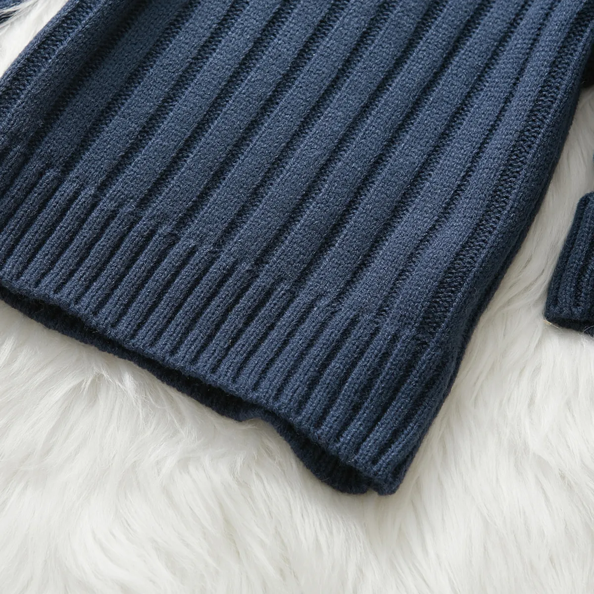 Toddler Girl/Boy Turtleneck Ribbed Knit Sweater Royal Blue image 4