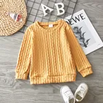 Toddler Girl Solid Casual Cable Knit Sweater Yellow