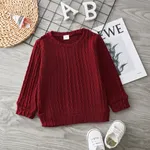 Toddler Girl Solid Casual Cable Knit Sweater Red