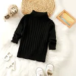 Toddler Girl/Boy Turtleneck Ribbed Knit Sweater Black