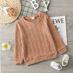 Toddler Girl Solid Casual Cable Knit Sweater Khaki