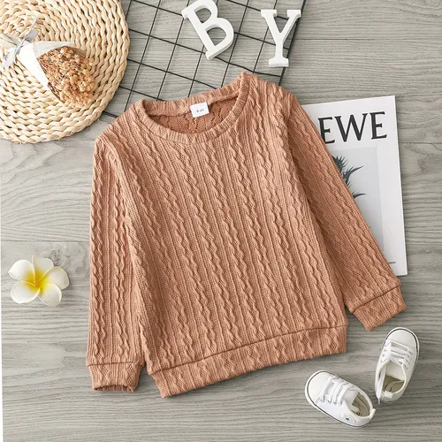 Toddler Girl Solid Casual Cable Knit Sweater