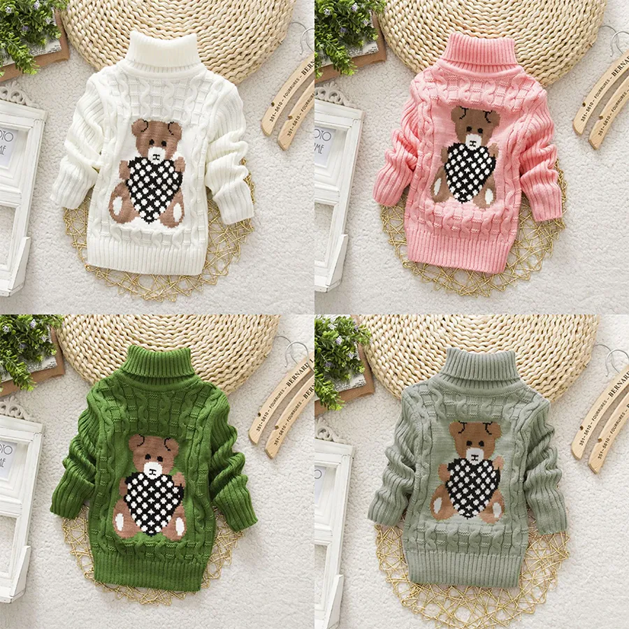 Kleinkinder Unisex Stehkragen Kindlich Bär Pullover weiß image 6