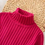 Toddler Girl Turtleneck Solid Color Ribbed Knit Sweater  image 3