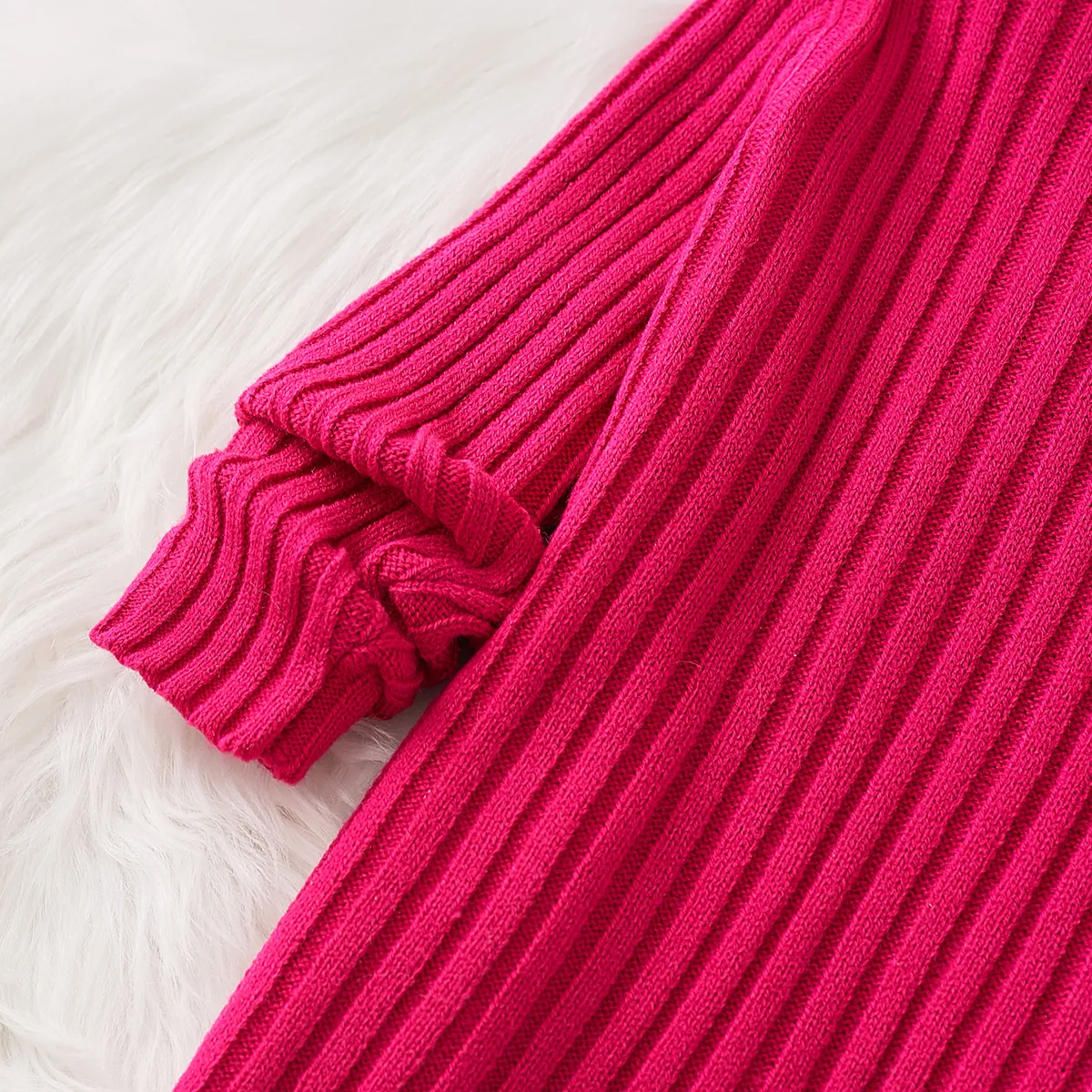 Criança Menina Lapela Básico Camisola Rosa Quente image 4