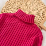 Toddler Girl Turtleneck Solid Color Ribbed Knit Sweater  image 6