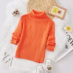 Toddler Girl Turtleneck Solid Color Ribbed Knit Sweater Orange