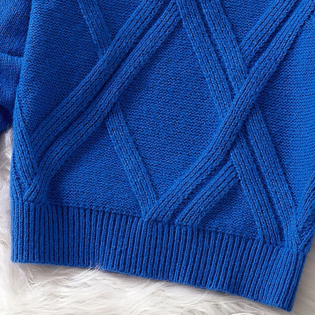 Toddler Girl/Boy Diamond Knit Sweater  royalblue image 3