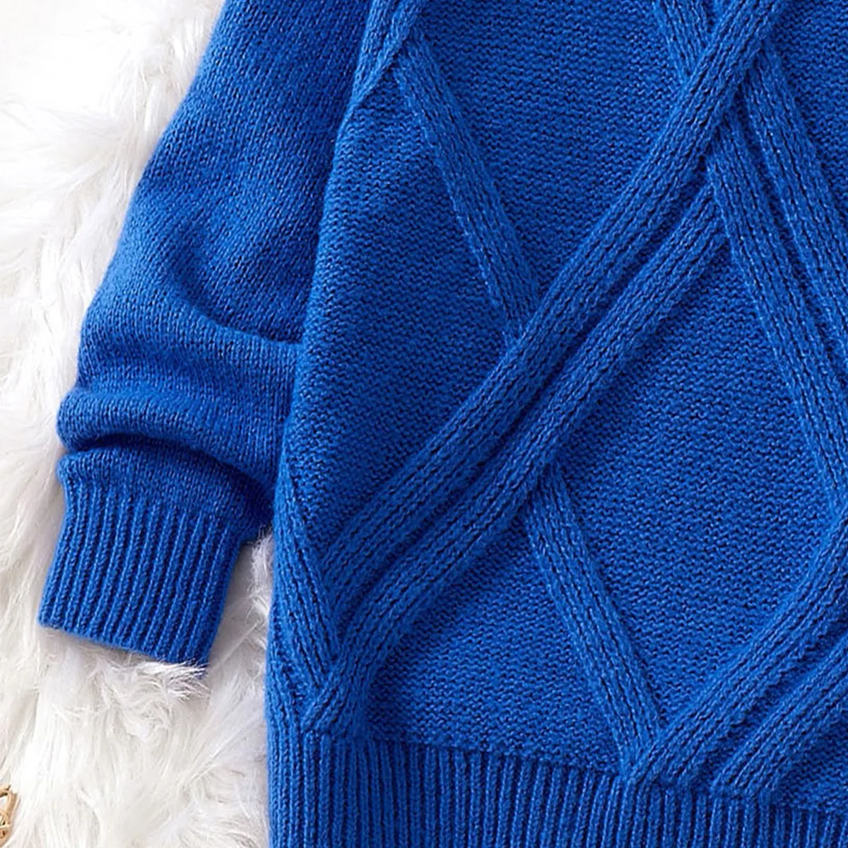 Toddler Girl/Boy Diamond Knit Sweater  royalblue big image 1