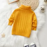 Baby Girl Solid Turtleneck Ribbed Knit Sweater Dress  image 5