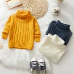 Baby Girl Solid Turtleneck Ribbed Knit Sweater Dress  image 6