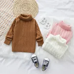 Toddler Boy/Girl Basic Textured Turtleneck Sweater   lighttan